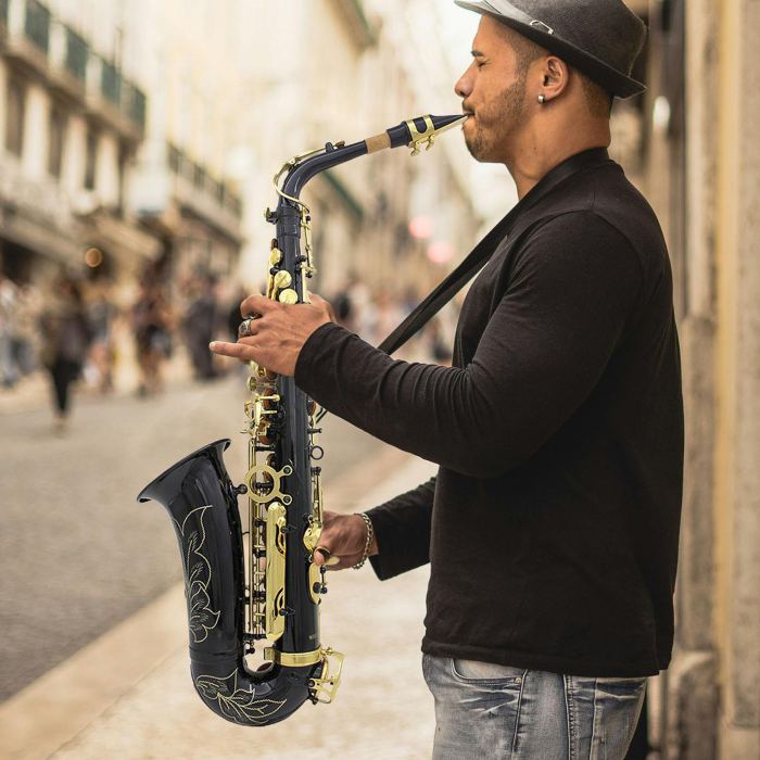 Professional Golden Alto Saxophone E-Flat Sax with Case