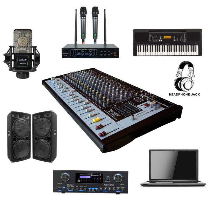 Professional 12 Channels Bluetooth Line Live Mixing Studio Audio Sound Mixer USB