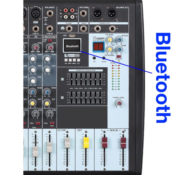 Professional 12 Channels Bluetooth Line Live Mixing Studio Audio Sound Mixer USB