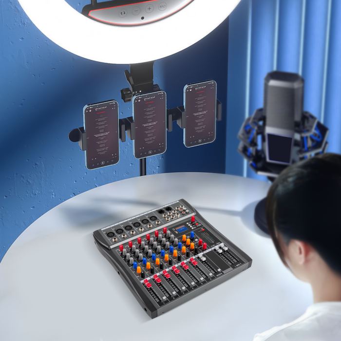 Professional Digital 6Channel Bluetooth Live Studio Audio Mixer Power Mixing USB