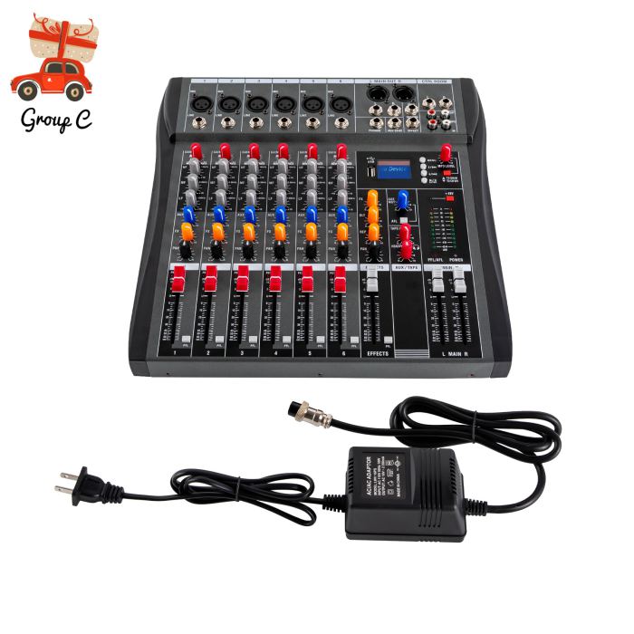 Professional Digital 6Channel Bluetooth Live Studio Audio Mixer Power Mixing USB