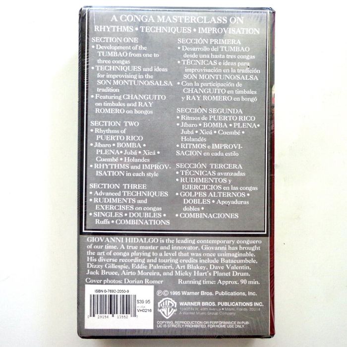 GIOVANNI HIDALGO - CONGA VIRTUOSO - VCR VHS BiLingual Video Tape + Part Booklet
