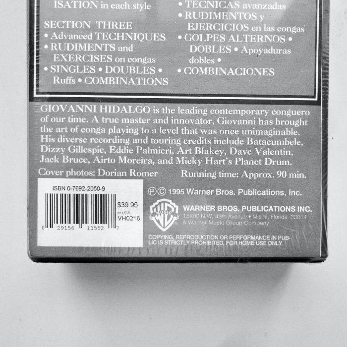 GIOVANNI HIDALGO - CONGA VIRTUOSO - VCR VHS BiLingual Video Tape + Part Booklet