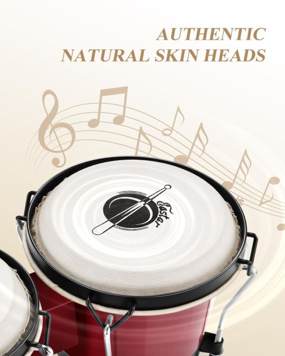 Eastar Bongo Drums 6” and 7” Congas Drums for Kids Adults Beginners Professional
