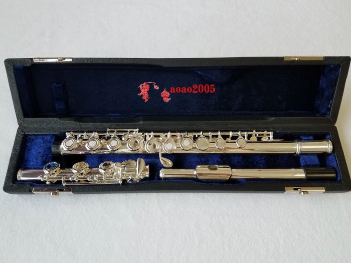 Professional 17 Open Hole Silver Plated Flute E Key B Foot