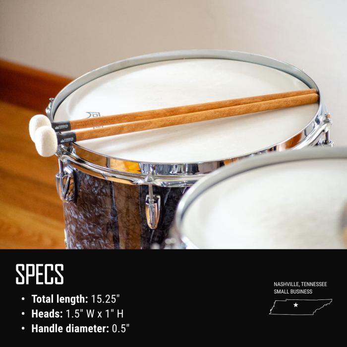 Professional Timpani Drum Mallets - USA Made Percussion Sticks for Musicians