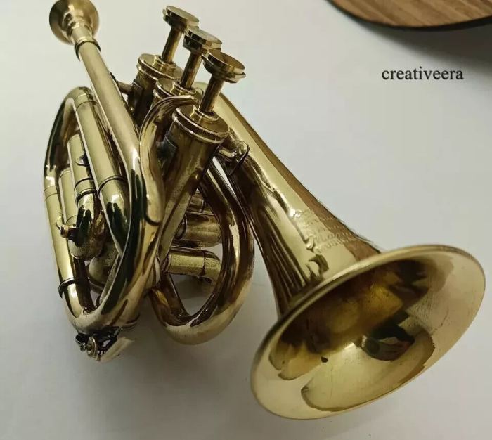Beautiful Vintage Professional Trumpet Brass Polished With Mouthpiece Decorative