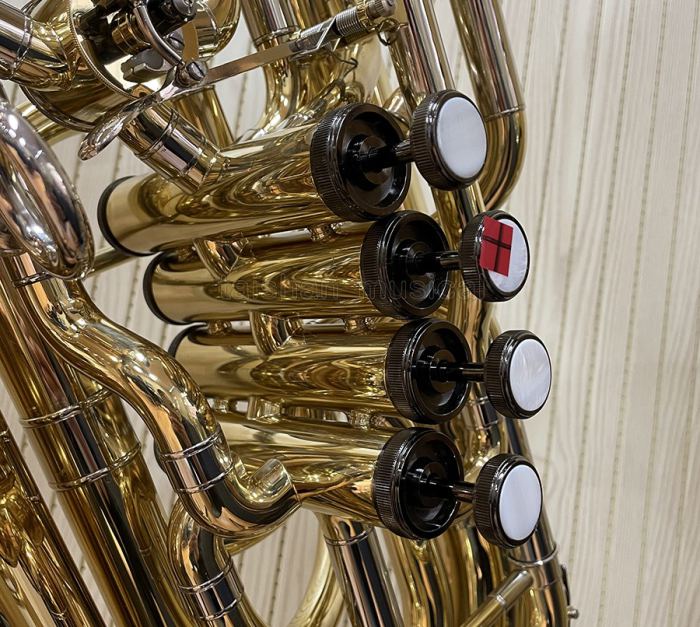Professional Brass Lacquered F Tuba 4 front action + 1 Rotary pistons W/Case