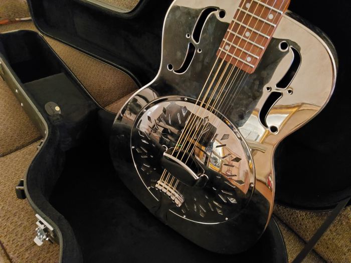 Dobro Hound Dog M-14 Metal body Round Neck Resonator Guitar W/ Case