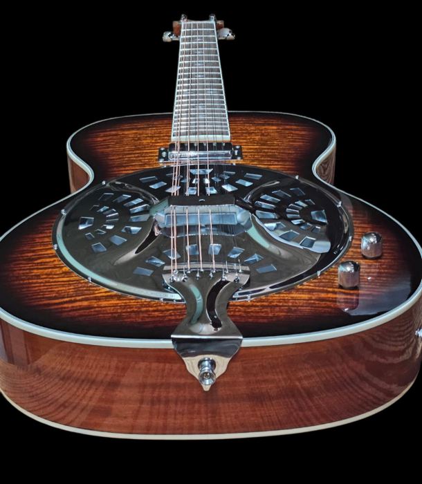 MAPLE FLAMED 12 STRING FULL-SIZE ACOUSTIC/ELECTRIC DOBRO RESONATOR GUITAR