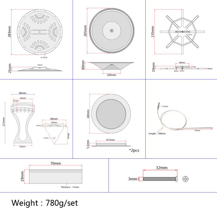 9X Dobro Kits Guitar Resonator Cones Sound hole Screens Tailpiece Bridge Chrome