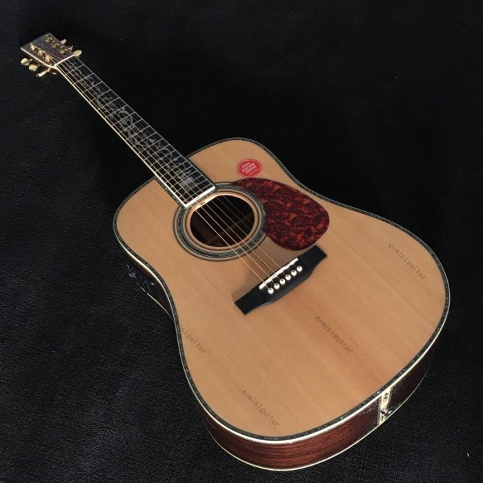 D-45 acoustic electric guitar solid spruce top real abalone inlay with pickups