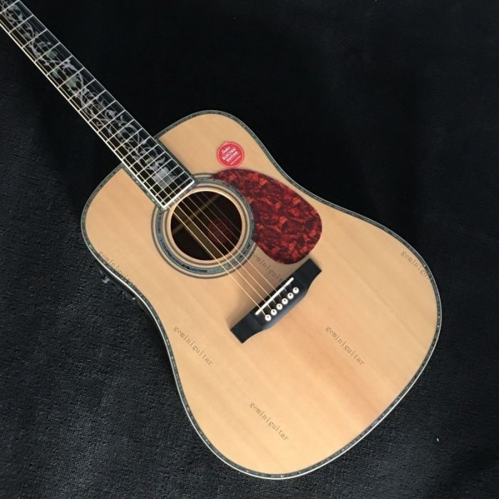 D-45 acoustic electric guitar solid spruce top real abalone inlay with pickups