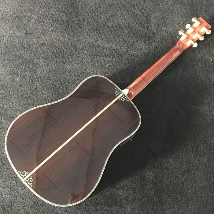 D-45 acoustic electric guitar solid spruce top real abalone inlay with pickups