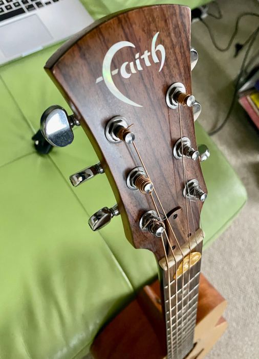 Faith Mercury Naked 12-Fret Parlor Guitar, Satin Natural All Solid Wood Handmade