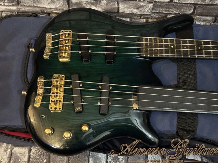Warwick Thumb Bass Nt Double Neck 4 String FRETTED/FRETLESS Seethrough Blue 1988