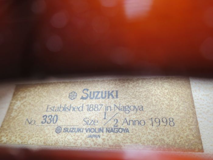 1/2 SUZUKI VIOLIN No 330 (Intermediate), Japan - Full Outfit - EXCELLENT SOUND!