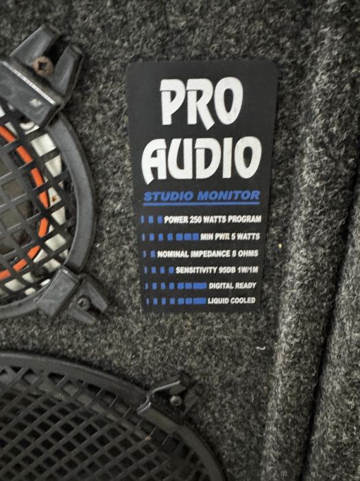 Pro Audio Studio Monitor Speakers Pair Carpeted 3-Way PA Loudspeakers 250W