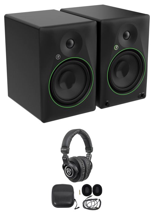 Pair Mackie CR8BT 8" Powered Studio Monitors Speakers w/ Tone Control+Headphones