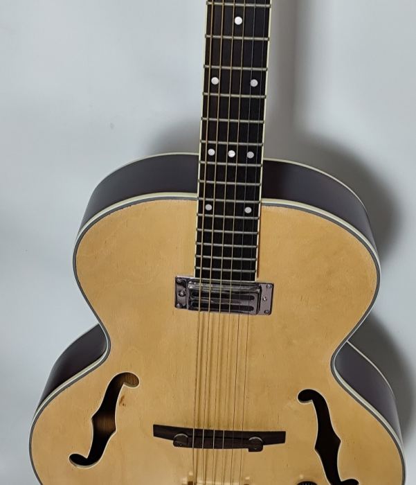 New Vintage 6 String Natural Hollow Body Archtop Jazz Electric Guitar F Hole 19F