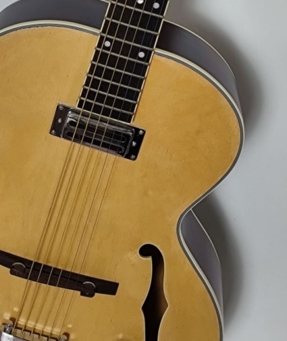 New Vintage 6 String Natural Hollow Body Archtop Jazz Electric Guitar F Hole 19F