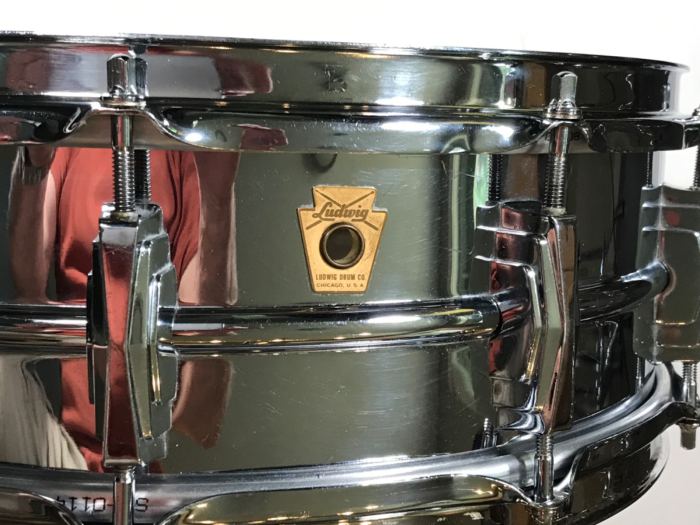 VINTAGE LUDWIG PRE-SERIAL 1961 BRASS SHELL & HOOPS  SUPRAPHONIC 400 SNARE DRUM