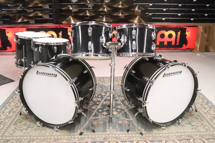 Ludwig 6pc Black Cortex Drum Kit Set 3ply Maple Vintage 1970's