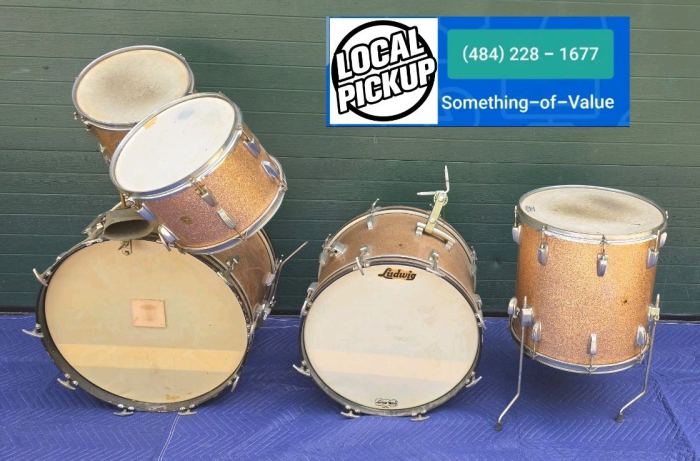 Vintage Ludwig Drum Gold Sparkle Bass 5 Piece Kit For Restore Local Pickup