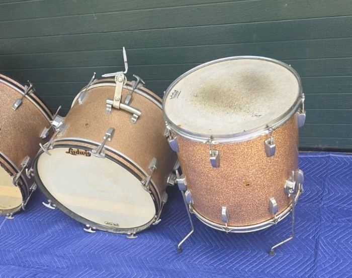 Vintage Ludwig Drum Gold Sparkle Bass 5 Piece Kit For Restore Local Pickup