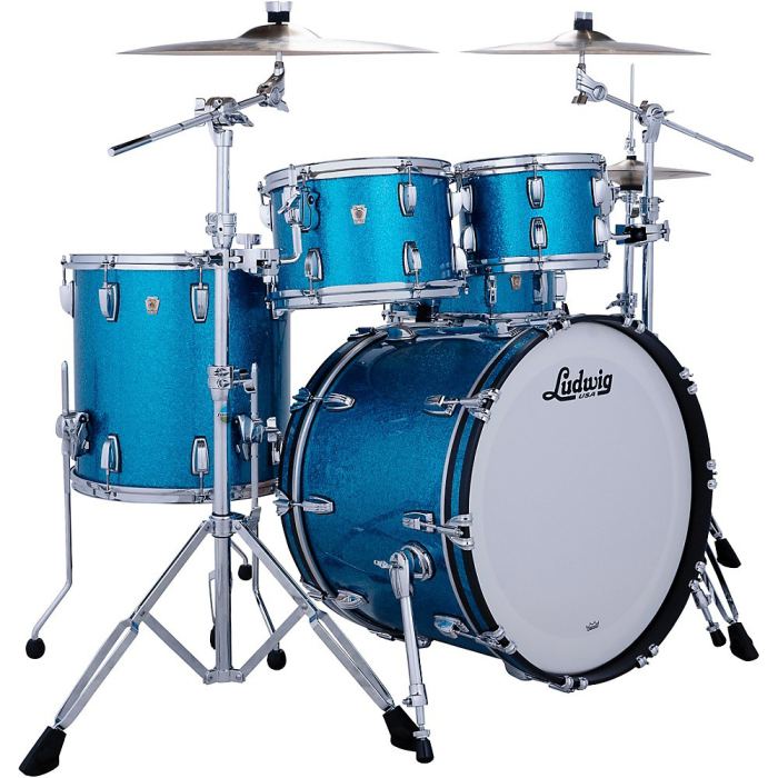 Ludwig Classic Maple Studio 4Piece Drum Shell Pack Vint Aqua Spark 197881433 RF