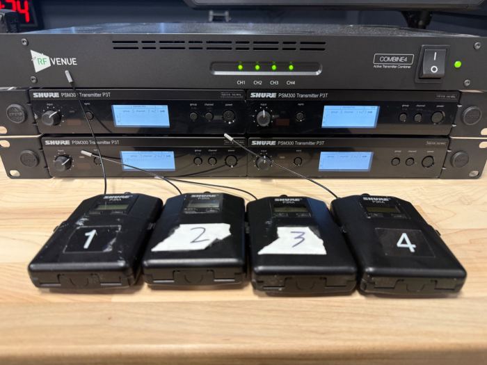 4x Shure PSM300 Wireless Stereo in Ear Monitor System with P3T TX and P3RA RX