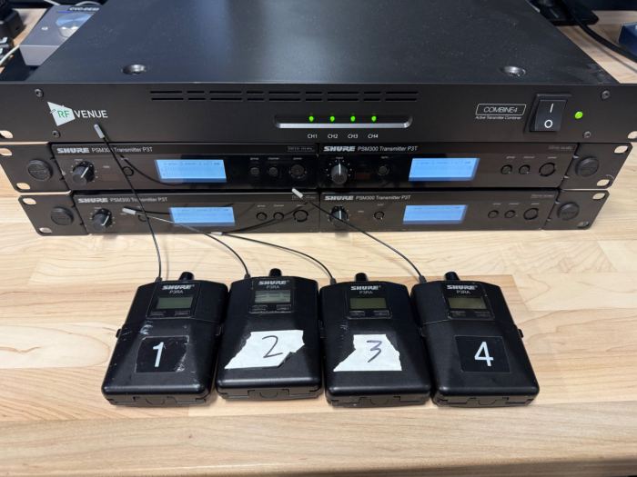 4x Shure PSM300 Wireless Stereo in Ear Monitor System with P3T TX and P3RA RX