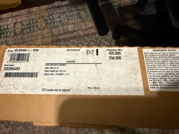 Shure ULXD4Q-G50 Quad Channel Digital Wireless Microphone Receiver G50 Band NEW
